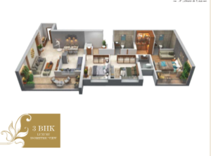 Empire Square chinchwad 3BHK Unit Plan